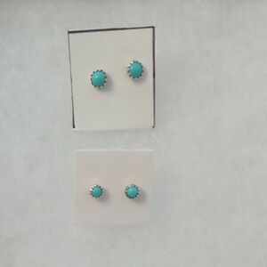 Native Made 925 Sterling Silver Turquoise Stud Earring Set